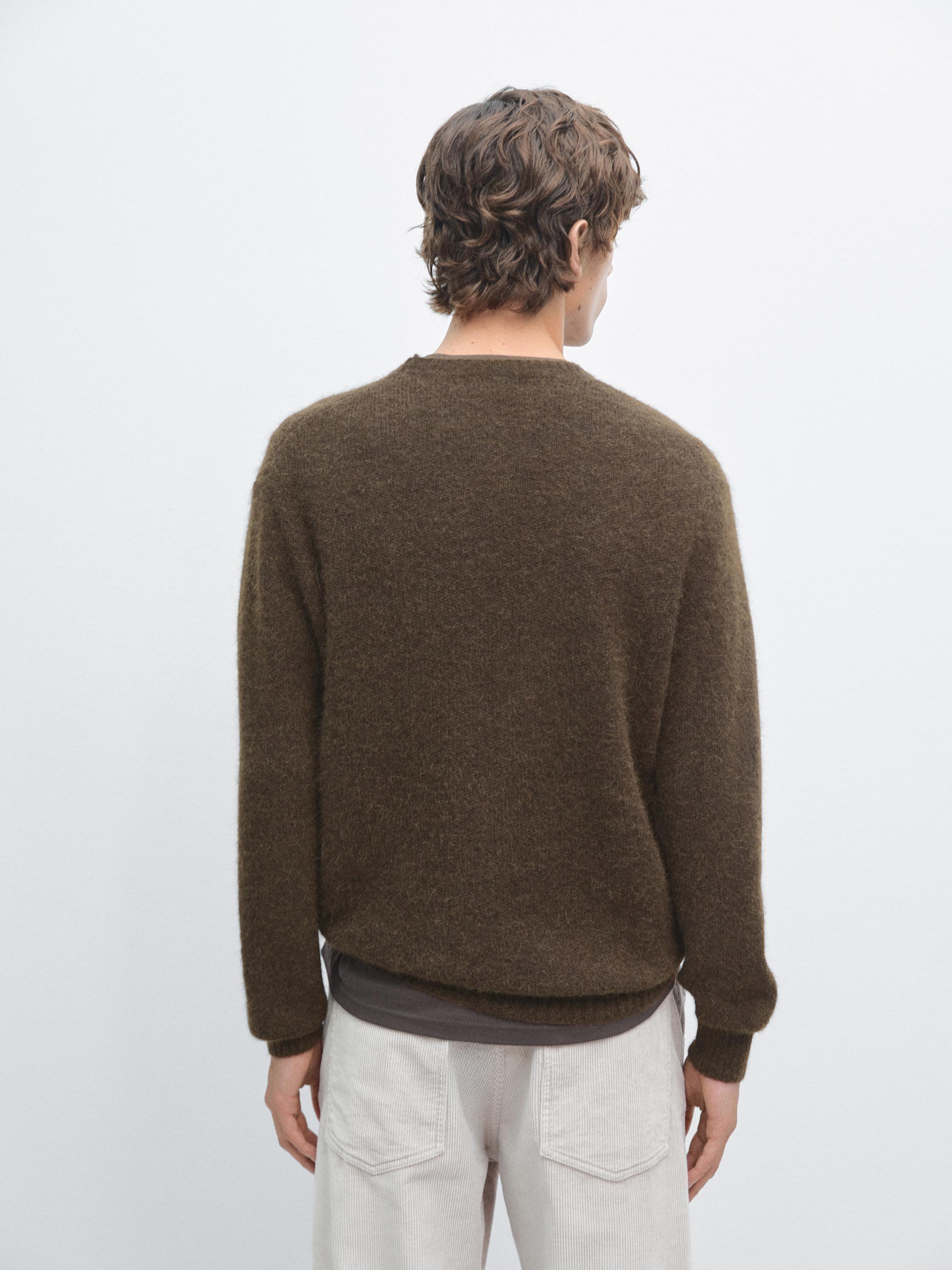 Knit alpaca blend crew neck sweater